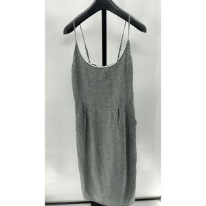 Quince Womens 100% European Linen Scoop Neck Midi Dress Gingham S